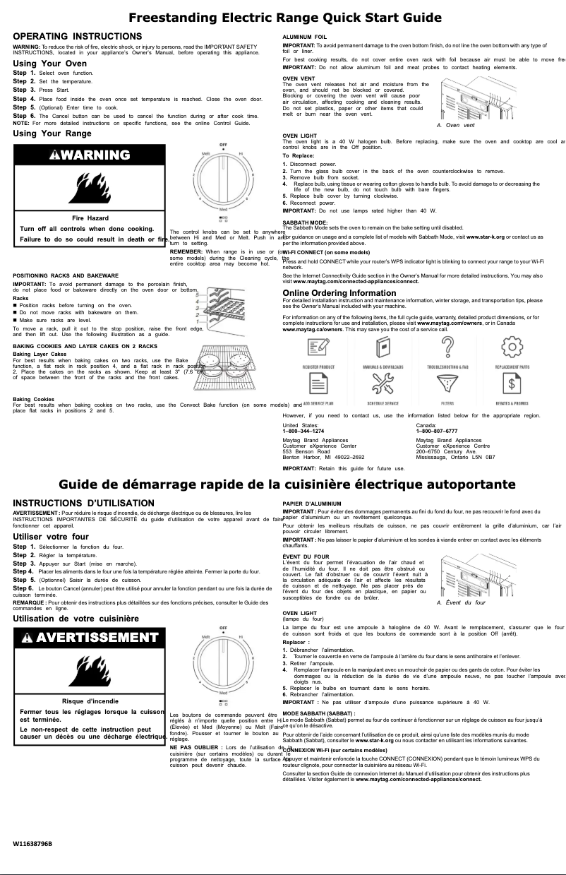 Page 1 de la notice Guide de démarrage rapide Maytag MFES6030RZ
