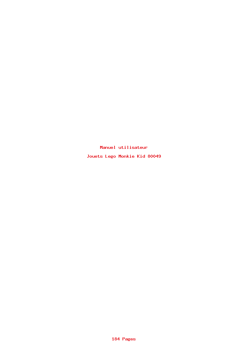 Page 1 de la notice Manuel utilisateur Lego Monkie Kid 80049