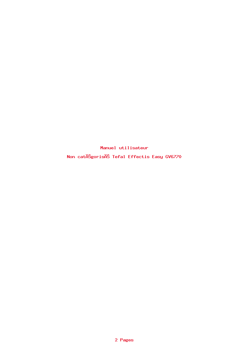 Page 1 de la notice Manuel utilisateur Tefal Effectis Easy GV6770