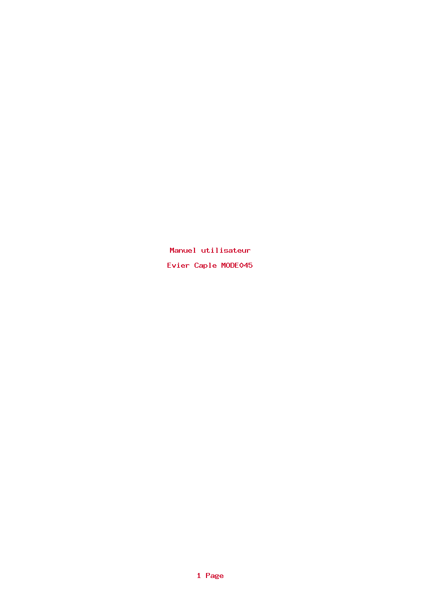 Page 1 de la notice Manuel utilisateur Caple MODE045