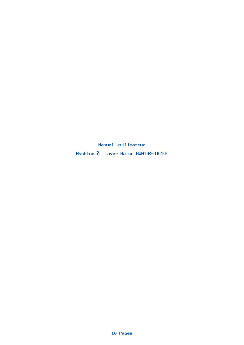 Page 1 de la notice Manuel utilisateur Haier HWM140-1678S
