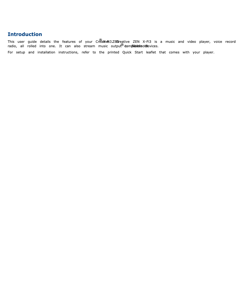 Page 1 de la notice Manuel utilisateur Creative ZEN X-Fi3