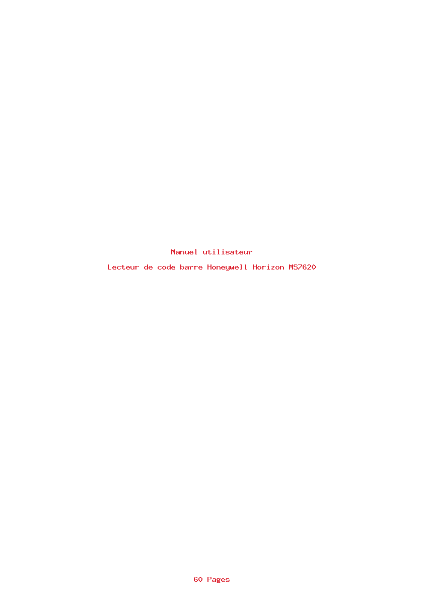 Page 1 de la notice Manuel utilisateur Honeywell Horizon MS7620