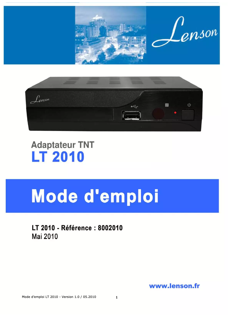 Page 1 de la notice Manuel utilisateur Lenson LT 2010