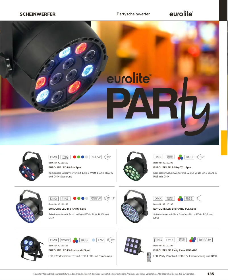 Page 1 de la notice Catalogue Eurolite LED Party Panel