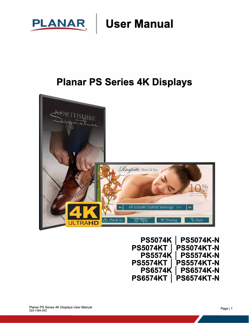 Page 1 de la notice Manuel utilisateur Planar PS5074KT-N