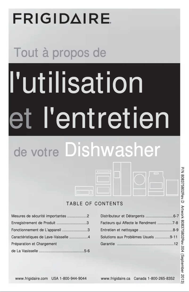 Page 1 de la notice Manuel utilisateur Frigidaire FBD2400KQ