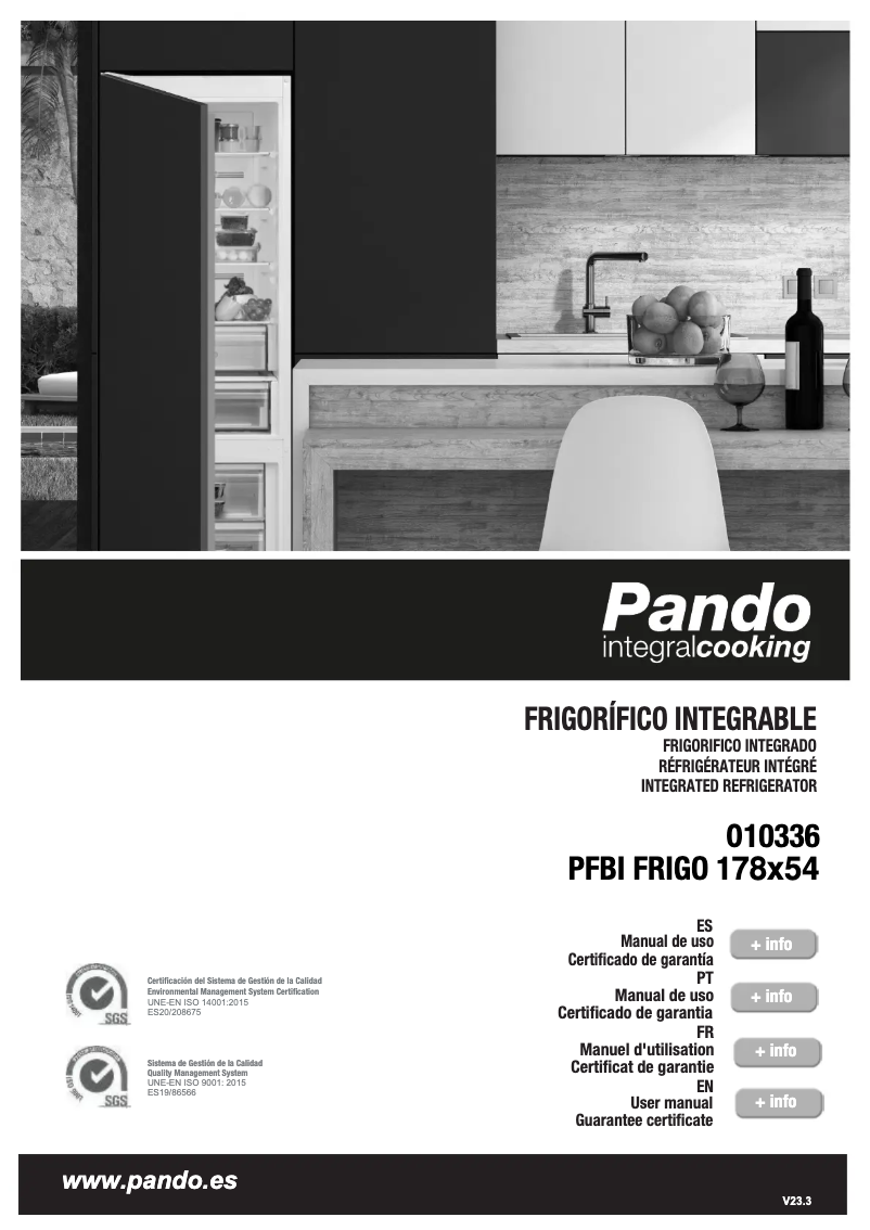 Page 1 de la notice Manuel utilisateur Pando PFBI FRIGO