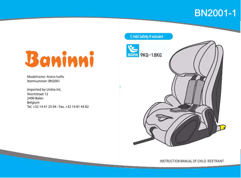 Page 1 de la notice Manuel utilisateur Baninni Arona Isofix BN2001