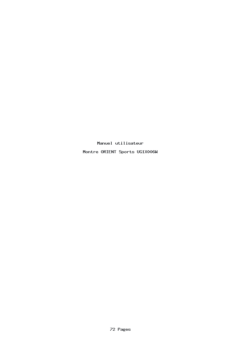 Page 1 de la notice Manuel utilisateur ORIENT Sports UG1X006W