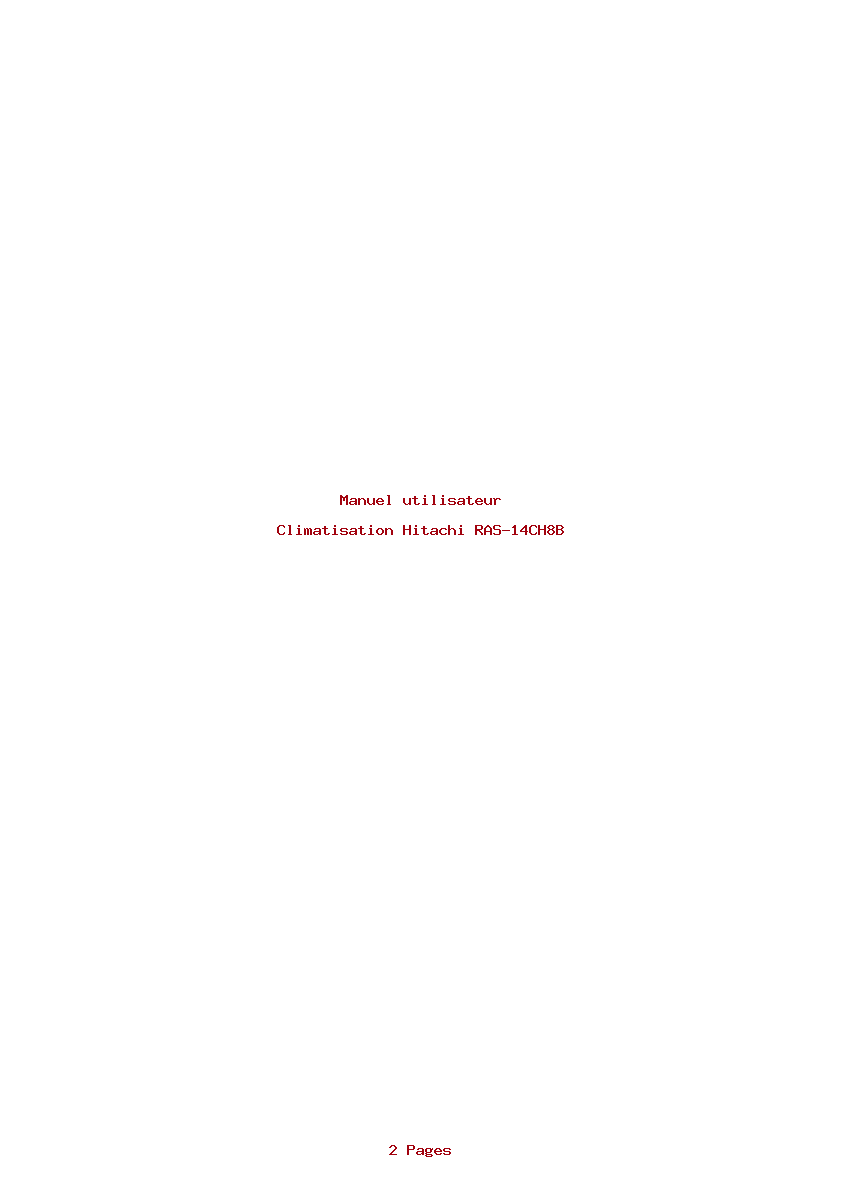 Page 1 de la notice Manuel utilisateur Hitachi RAS-14CH8B