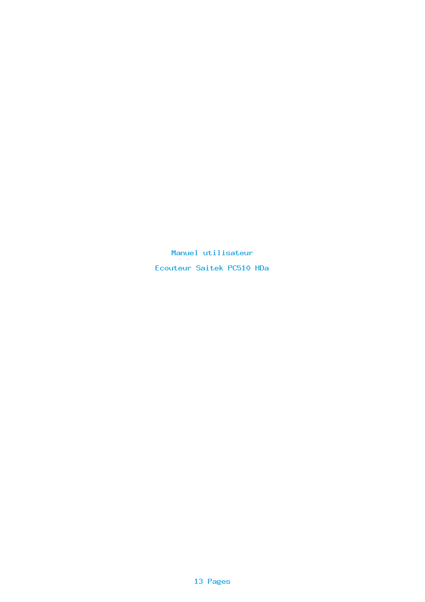 Page 1 de la notice Manuel utilisateur Saitek PC510 HDa