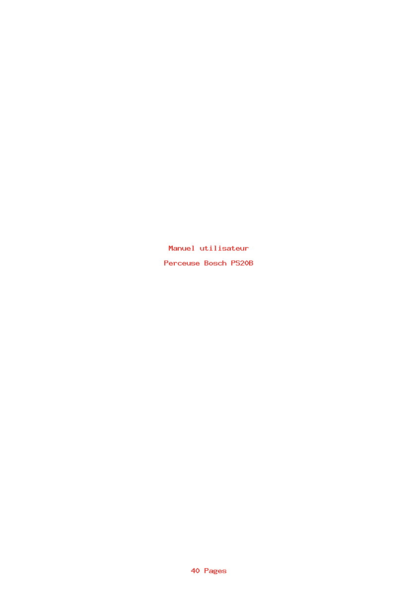 Page 1 de la notice Manuel utilisateur Bosch PS20B