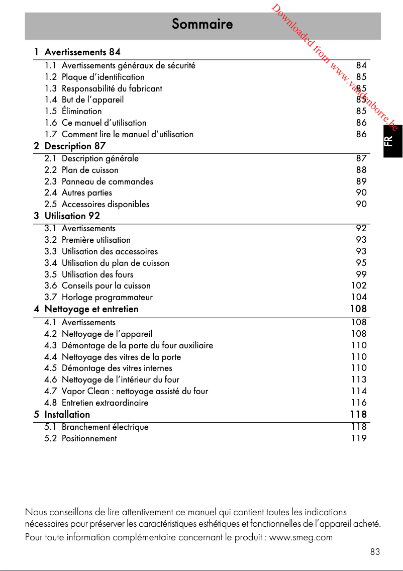 Página 1 del manual Manual de usuario Smeg Victoria TR93IP