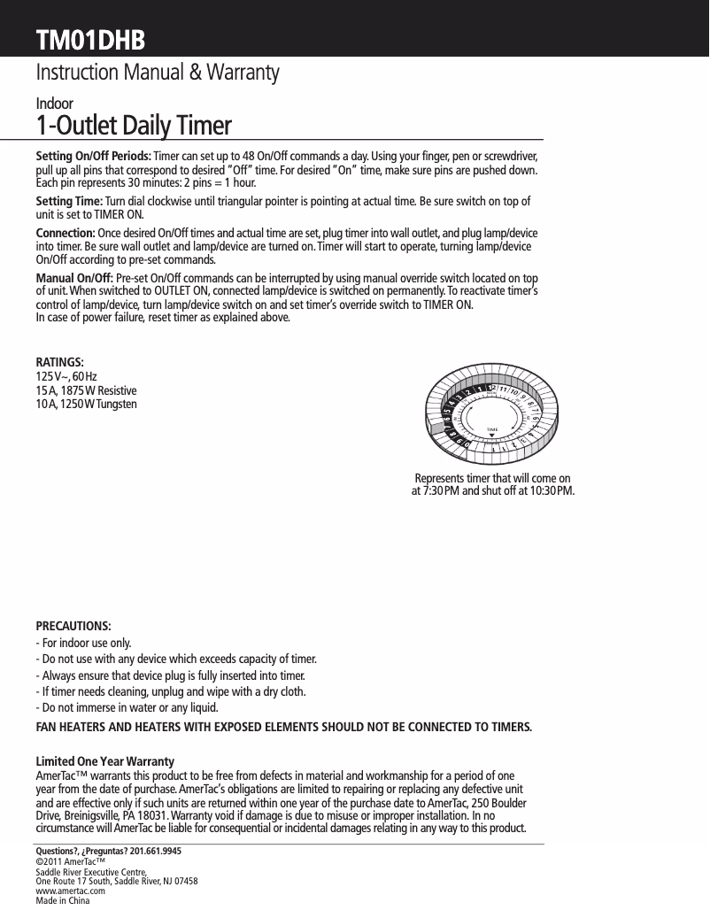 Página 1 del manual Manual de usuario AmerTac TM01DHB