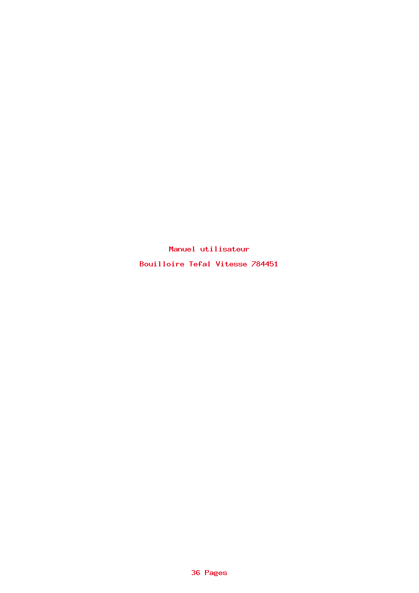 Page 1 de la notice Manuel utilisateur Tefal Vitesse 784451