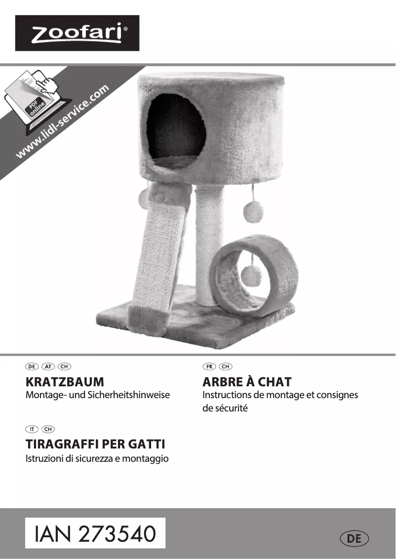 Page 1 de la notice Manuel utilisateur Zoofari IAN 273540