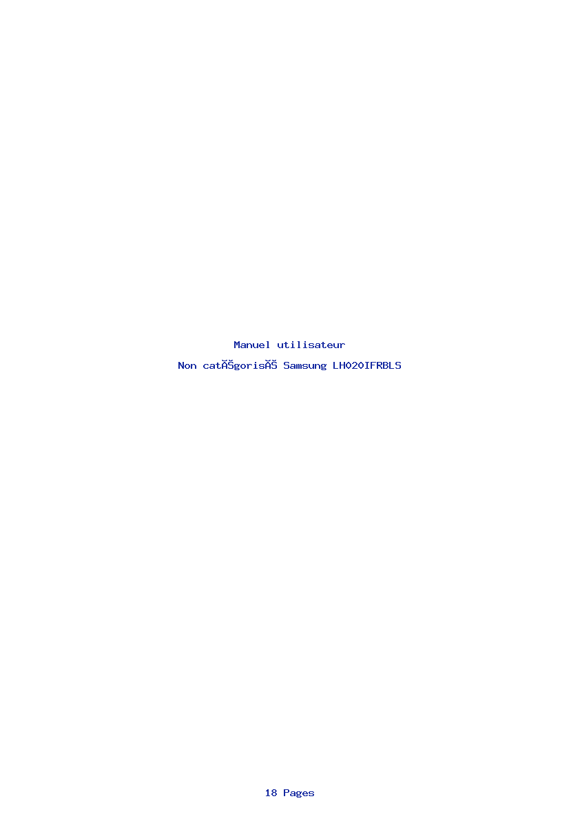 Page 1 de la notice Manuel utilisateur Samsung LH020IFRBLS