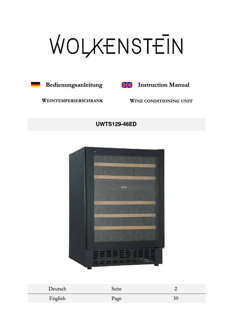 Page 1 de la notice Manuel utilisateur Wolkenstein UWTS129-46ED