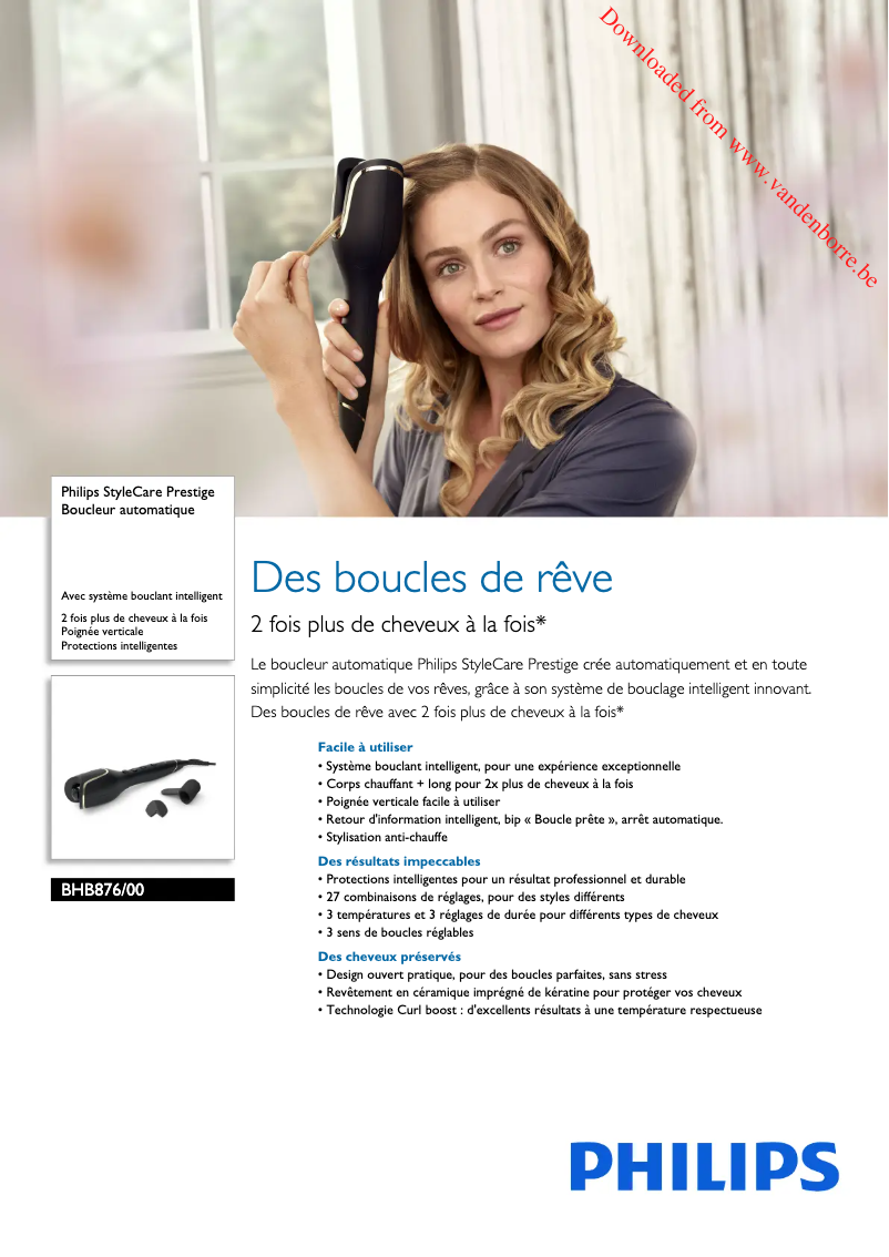 Page 1 de la notice Manuel utilisateur Philips StyleCare Prestige BHB876
