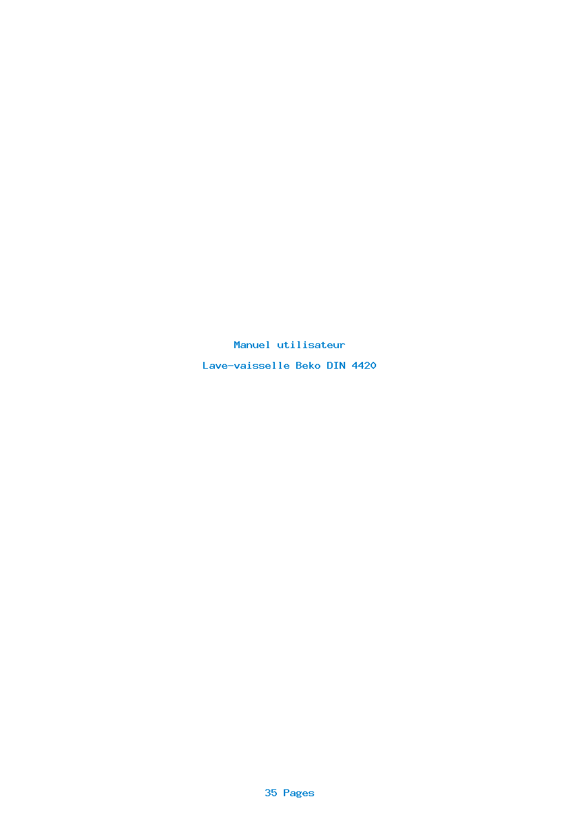 Page 1 de la notice Manuel utilisateur Beko DIN 4420