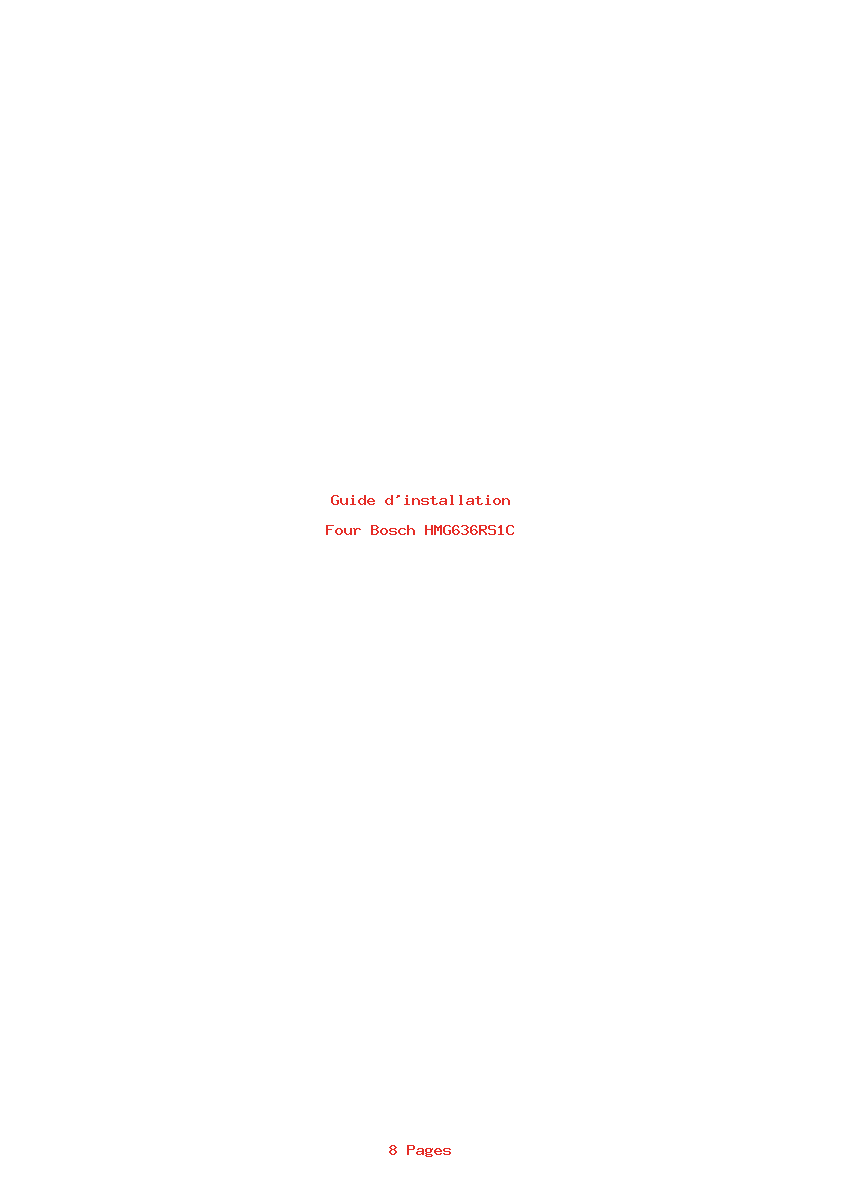 Page 1 de la notice Guide d'installation Bosch HMG636RS1C