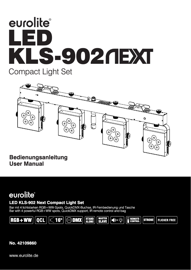 Page 1 de la notice Manuel utilisateur Eurolite LED KLS-902 Next