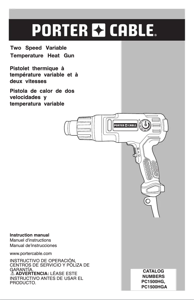 Page 1 de la notice Manuel utilisateur Porter-Cable PC1500HG