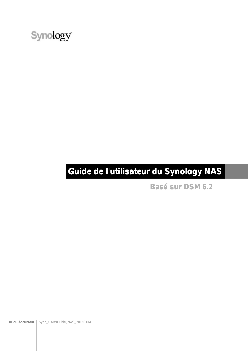 Page 1 de la notice Manuel utilisateur Synology RackStation RS2818RP+