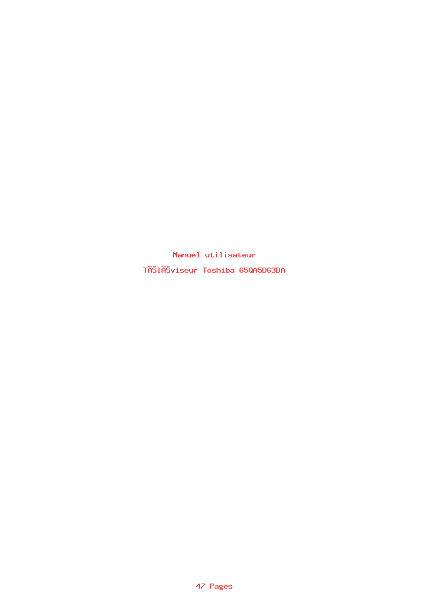 Page 1 de la notice Manuel utilisateur Toshiba 65QA5D63DA