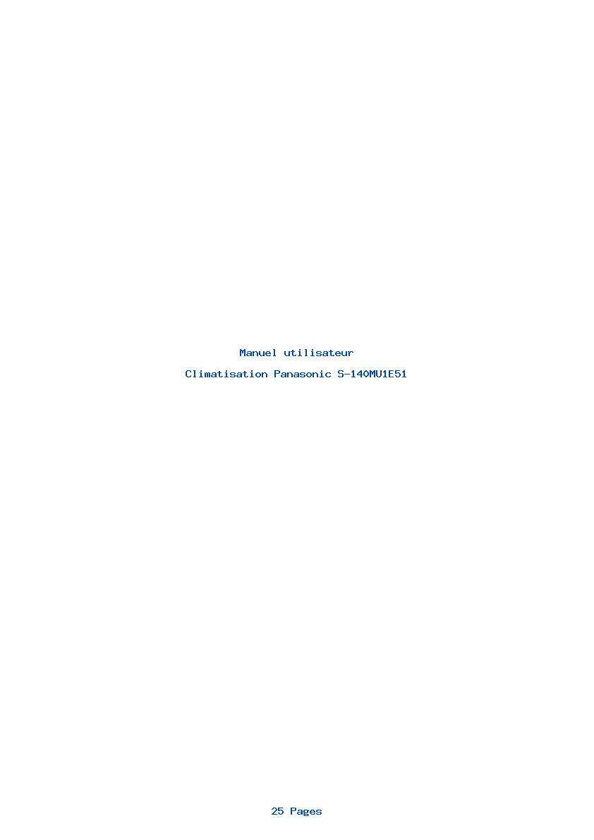 Page 1 de la notice Manuel utilisateur Panasonic S-140MU1E51