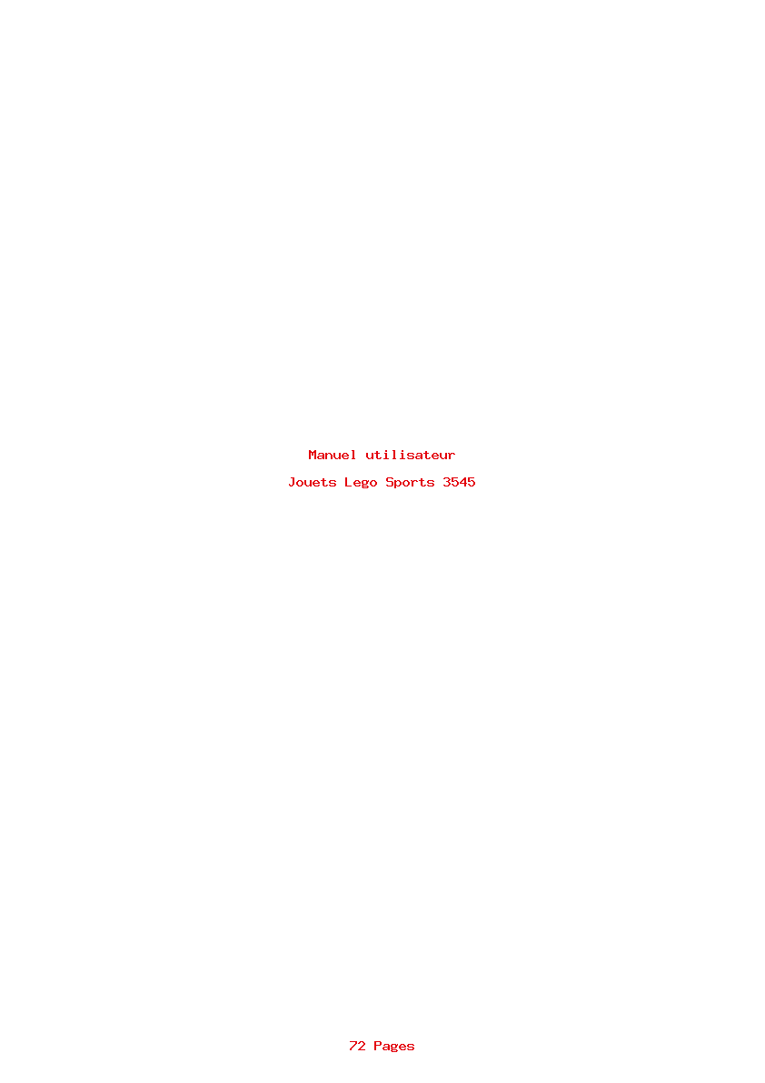 Page 1 de la notice Manuel utilisateur Lego Sports 3545