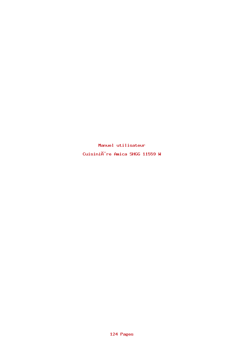 Page 1 de la notice Manuel utilisateur Amica SHGG 11559 W