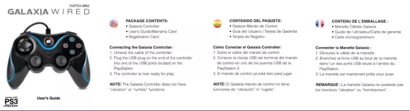 Page 1 de la notice Manuel utilisateur dreamGEAR Galaxia (PS3)