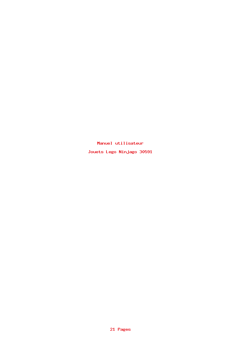 Page 1 de la notice Manuel utilisateur Lego Ninjago 30591