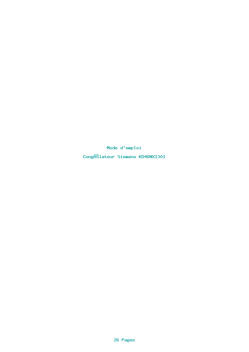 Page 1 de la notice Mode d'emploi Siemens KD46NXI30I