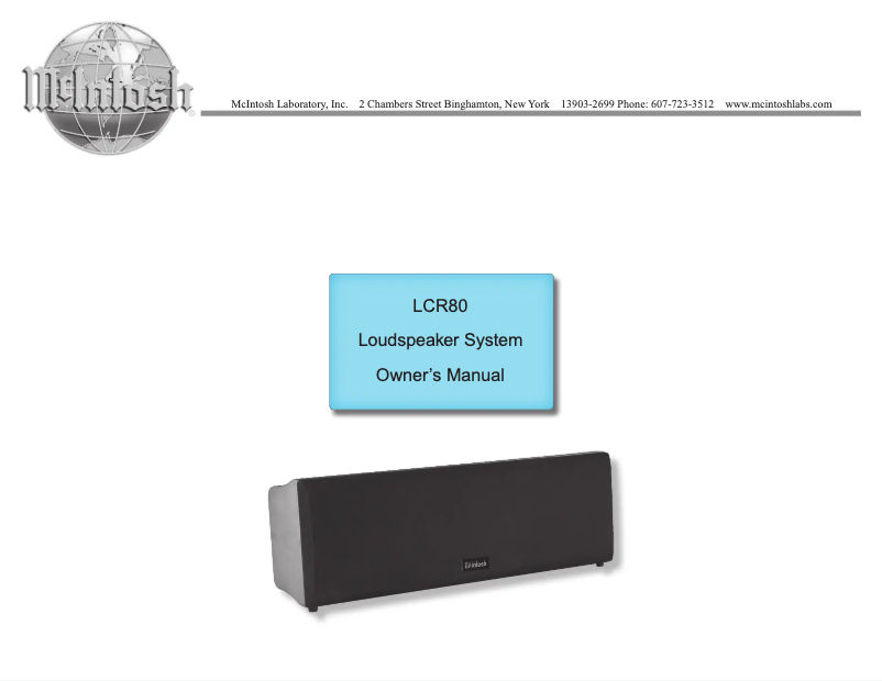 Page 1 de la notice Manuel utilisateur McIntosh LCR80