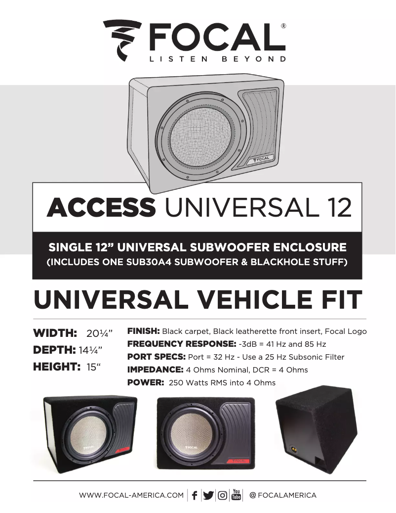 Page 1 de la notice Manuel utilisateur Focal Access Universal 12