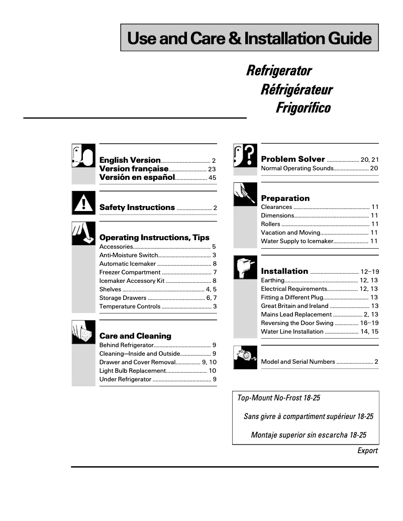 Page n°1 - Manuel utilisateur GE TBG21JABWW