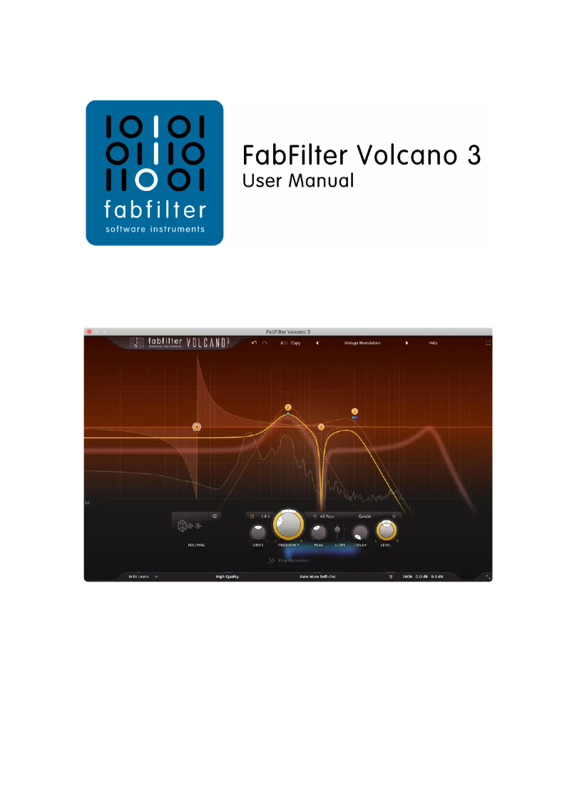 Page 1 de la notice Manuel utilisateur FabFilter Volcano 3