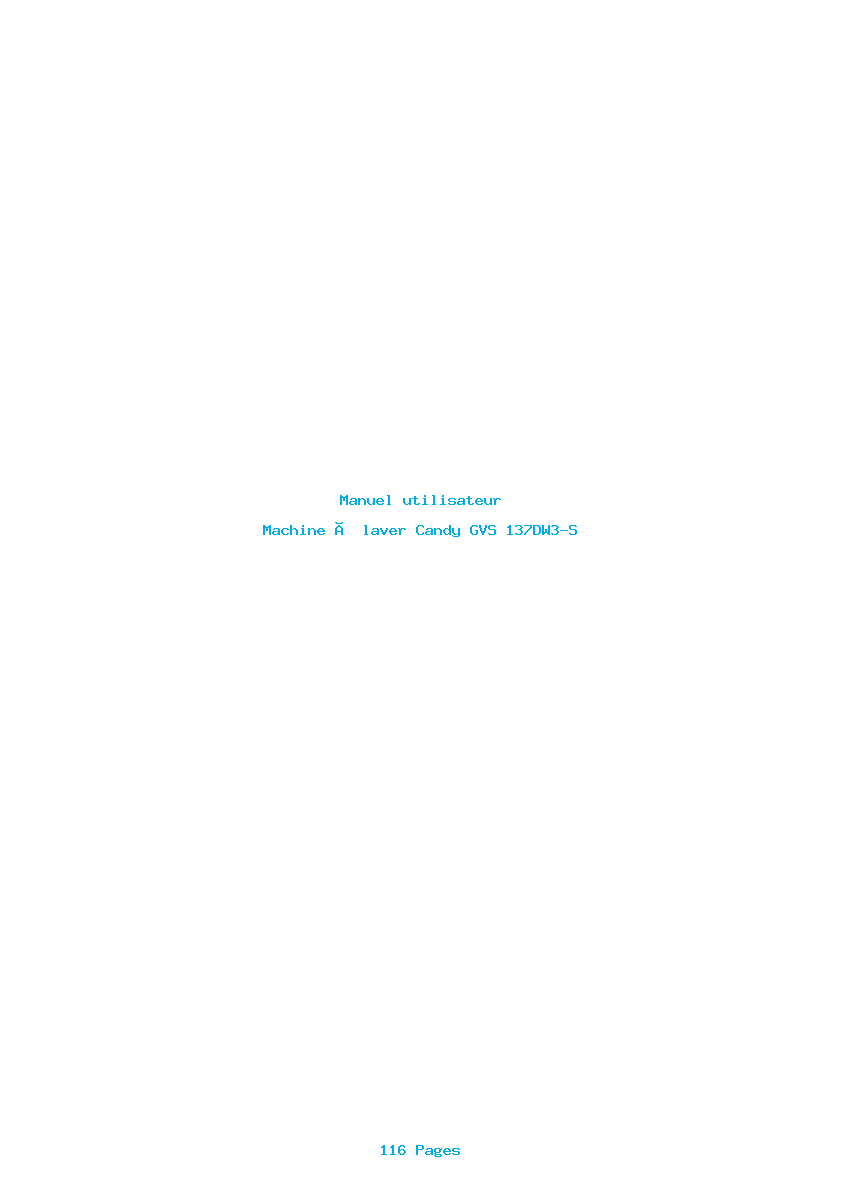 Page 1 de la notice Manuel utilisateur Candy GVS 137DW3-S