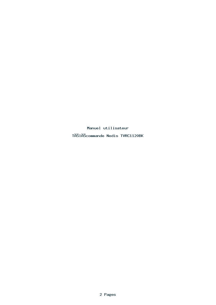 Page 1 de la notice Manuel utilisateur Nedis TVRC1120BK