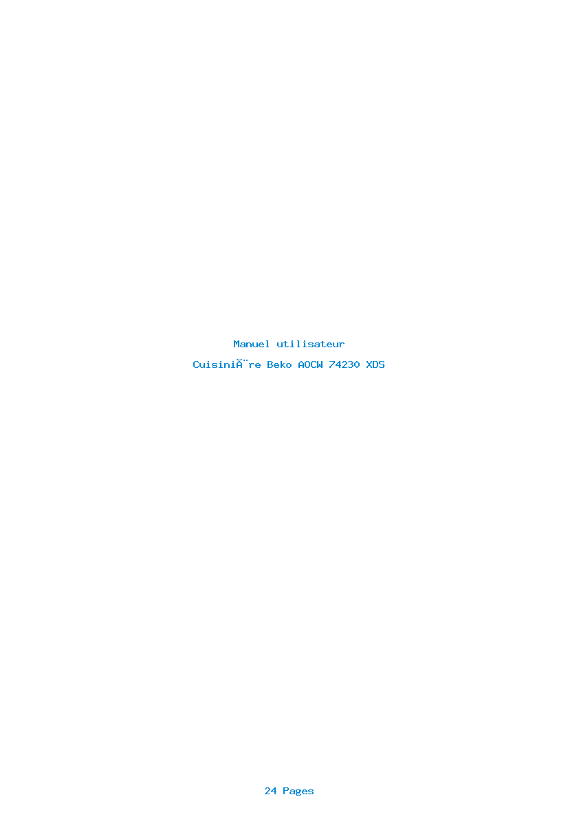 Page 1 de la notice Manuel utilisateur Beko AOCW 74230 XDS