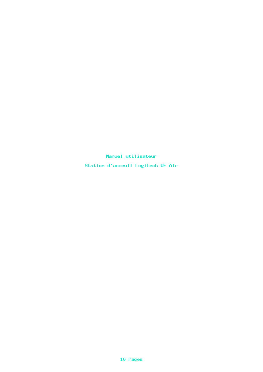 Page 1 de la notice Manuel utilisateur Logitech UE Air