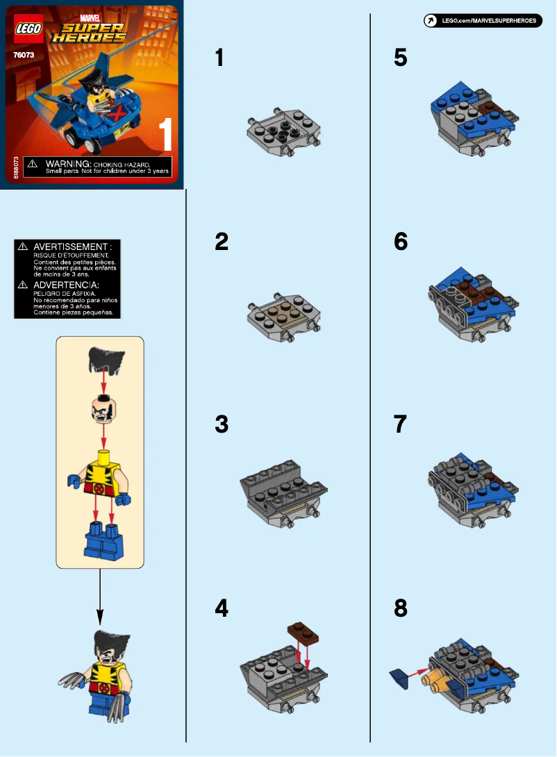 Page 1 de la notice Manuel utilisateur Lego Marvel Super Heroes 76073