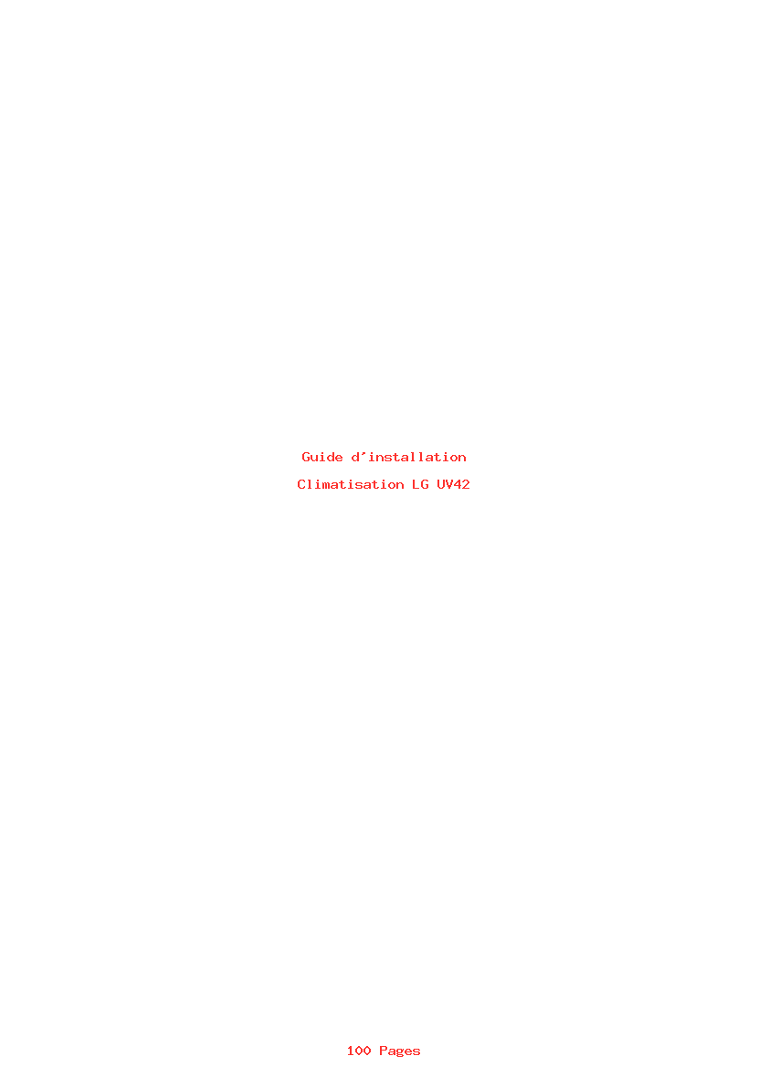 Page 1 de la notice Guide d'installation LG UV42