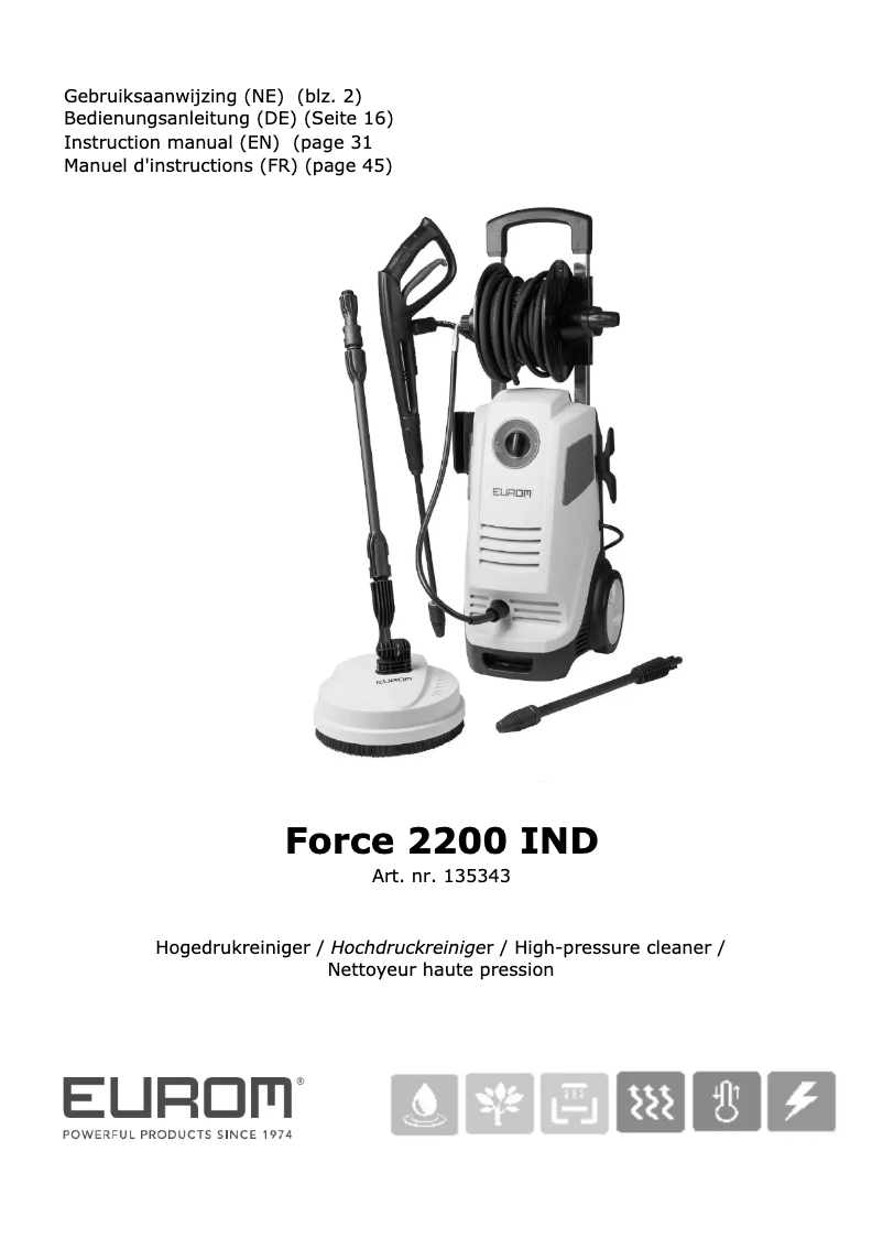 Page 1 de la notice Manuel utilisateur Eurom Force 2200IND
