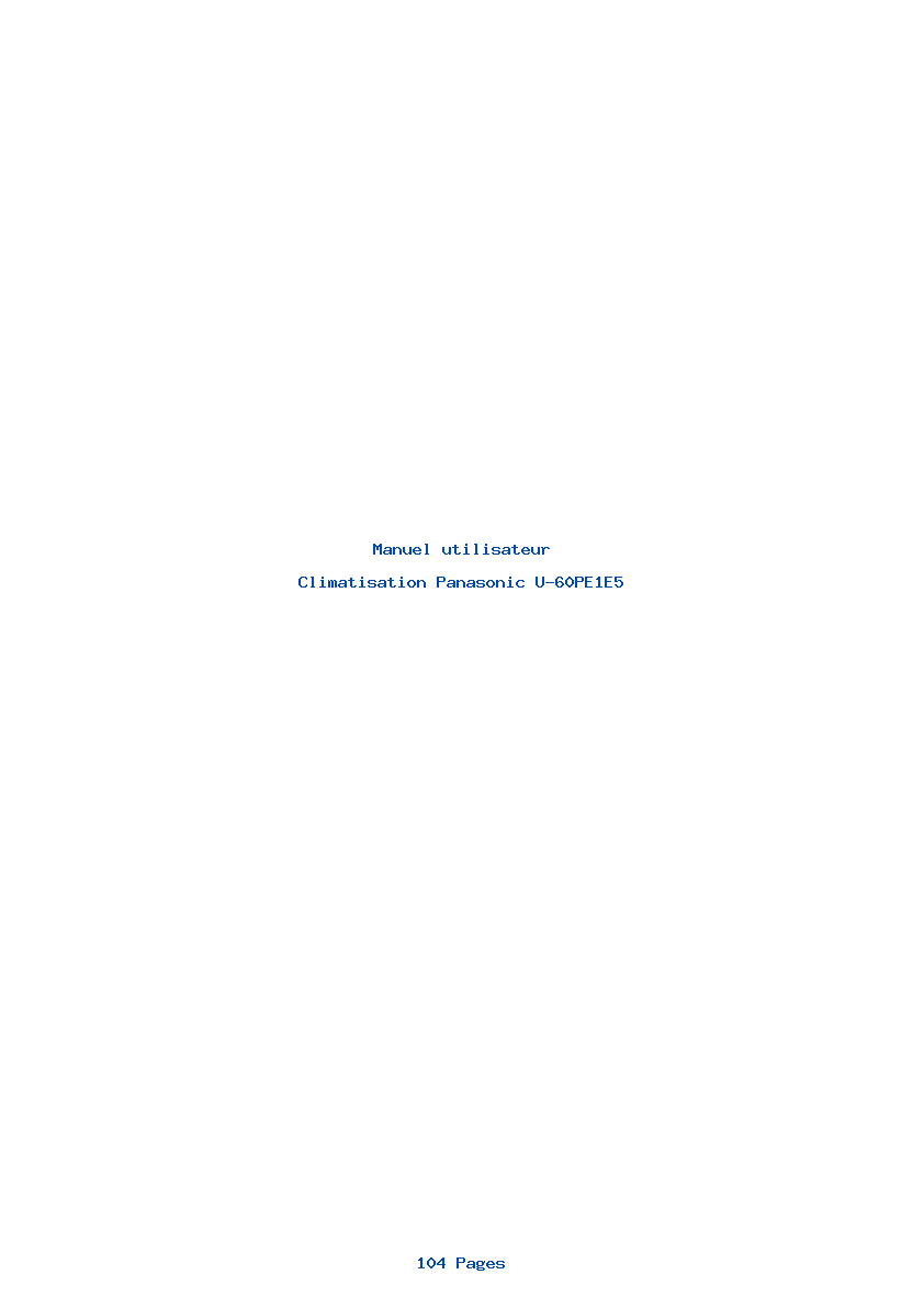 Page 1 de la notice Manuel utilisateur Panasonic U-60PE1E5