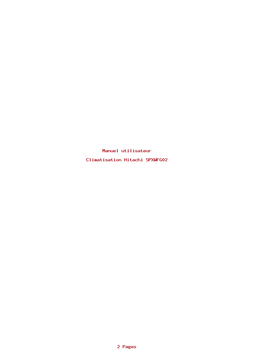 Page 1 de la notice Manuel utilisateur Hitachi SPXWFG02
