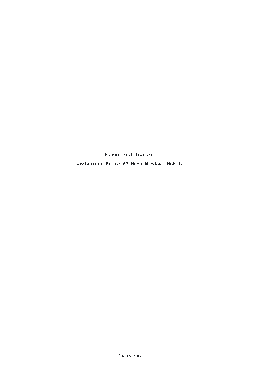 Page 1 de la notice Manuel utilisateur Route 66 Maps Windows Mobile